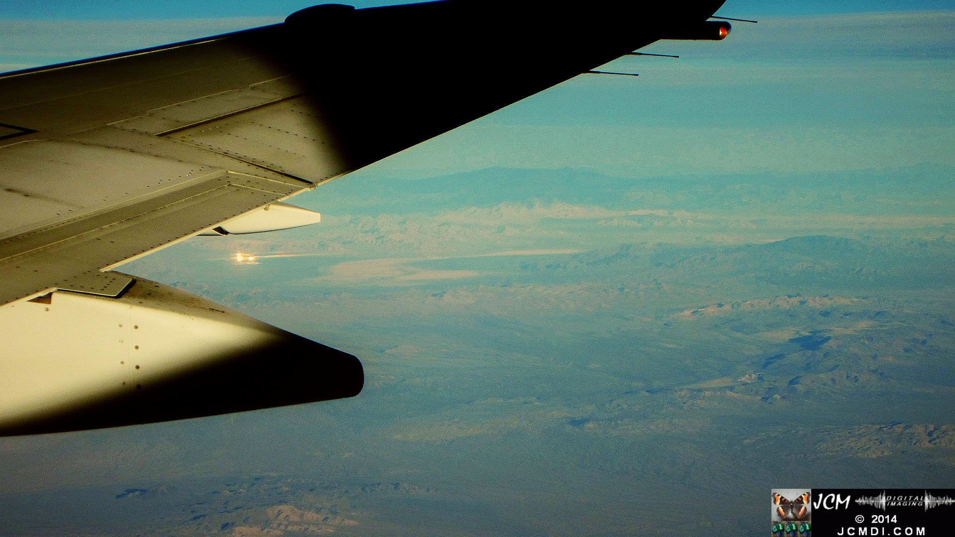 Aerial view of Ivanpah Solar Thermal Plant 113 miles away from 34000 feet